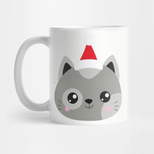 Christmas Cat, Santa Hat, Cat With Hat, Cute Cat Mug